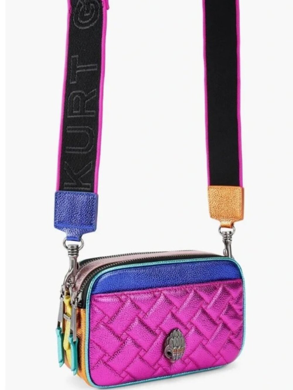 Kurt Geiger Metallic Leather Kensington Camera Structured Crossbody Bag NWT - Picture 5 of 8